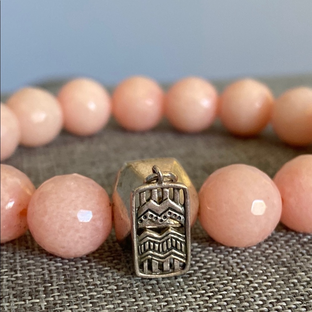 SILPADA B2811 Confection Peach Quartzite Sterling Silver Stretch Bracelet